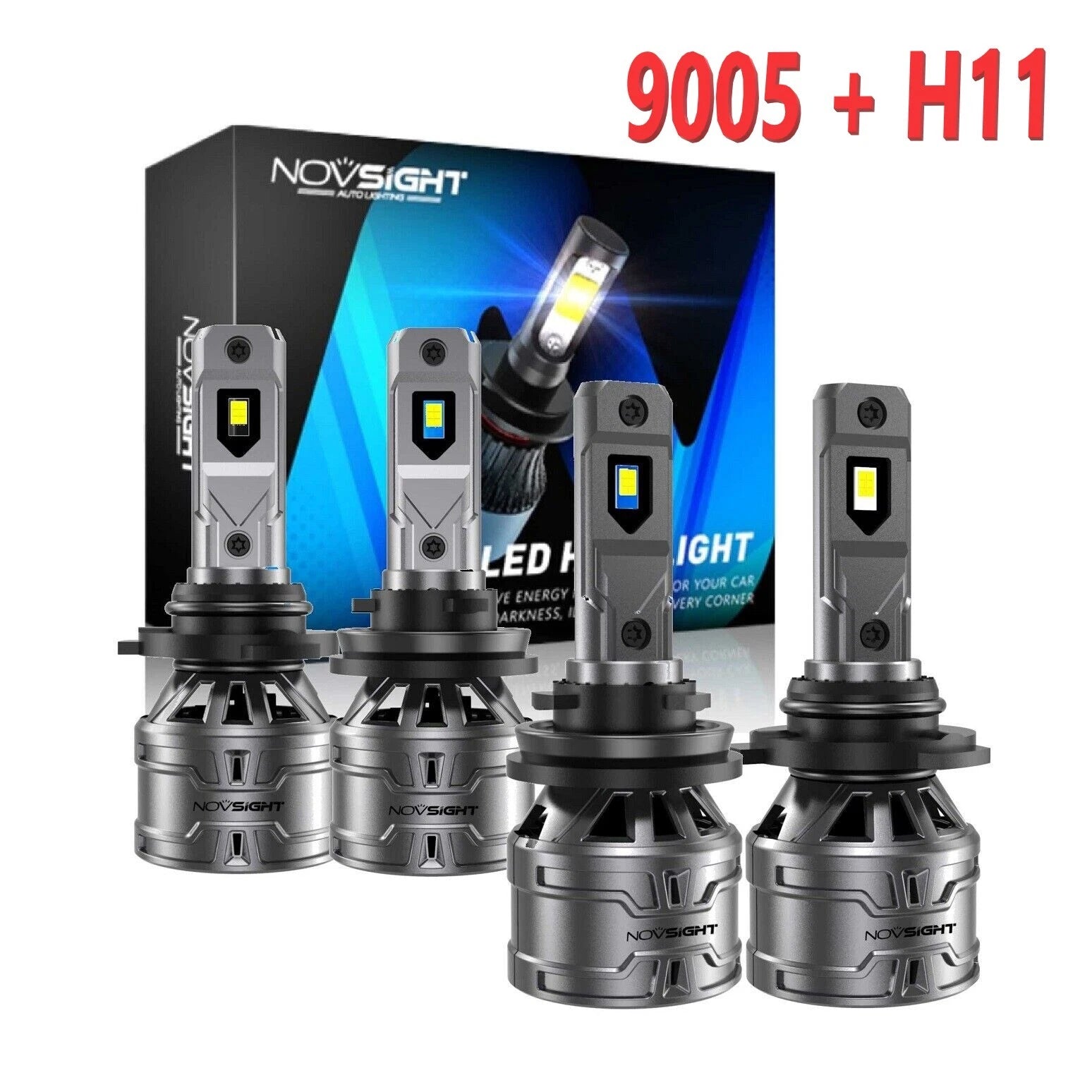 Set of 4 LED Headlight Conversion Bulbs 9005 H11 for H/L Beam 13000LM
