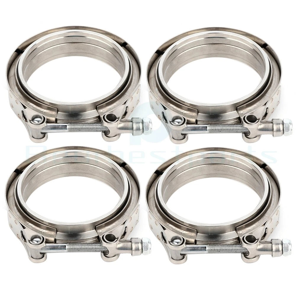 Set of 4 V-Band Turbo Pipe Exhaust Flange Clamps 3.5" Zinc Plated Iron