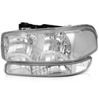 Headlight Assembly Set for GMC Sierra (1999-2006) Chrome Housing