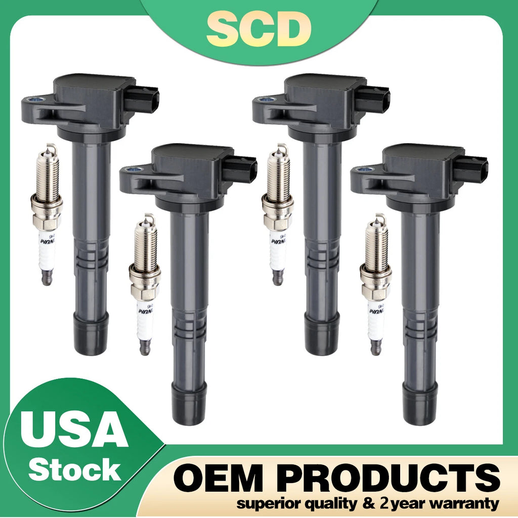 Set of 4 Ignition Coils & 4 Platinum Spark Plugs for Honda Crosstour CR-V Civic (2010–2015)