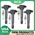 Set of 4 Ignition Coils & 4 Platinum Spark Plugs for Honda Crosstour CR-V Civic (2010–2015)