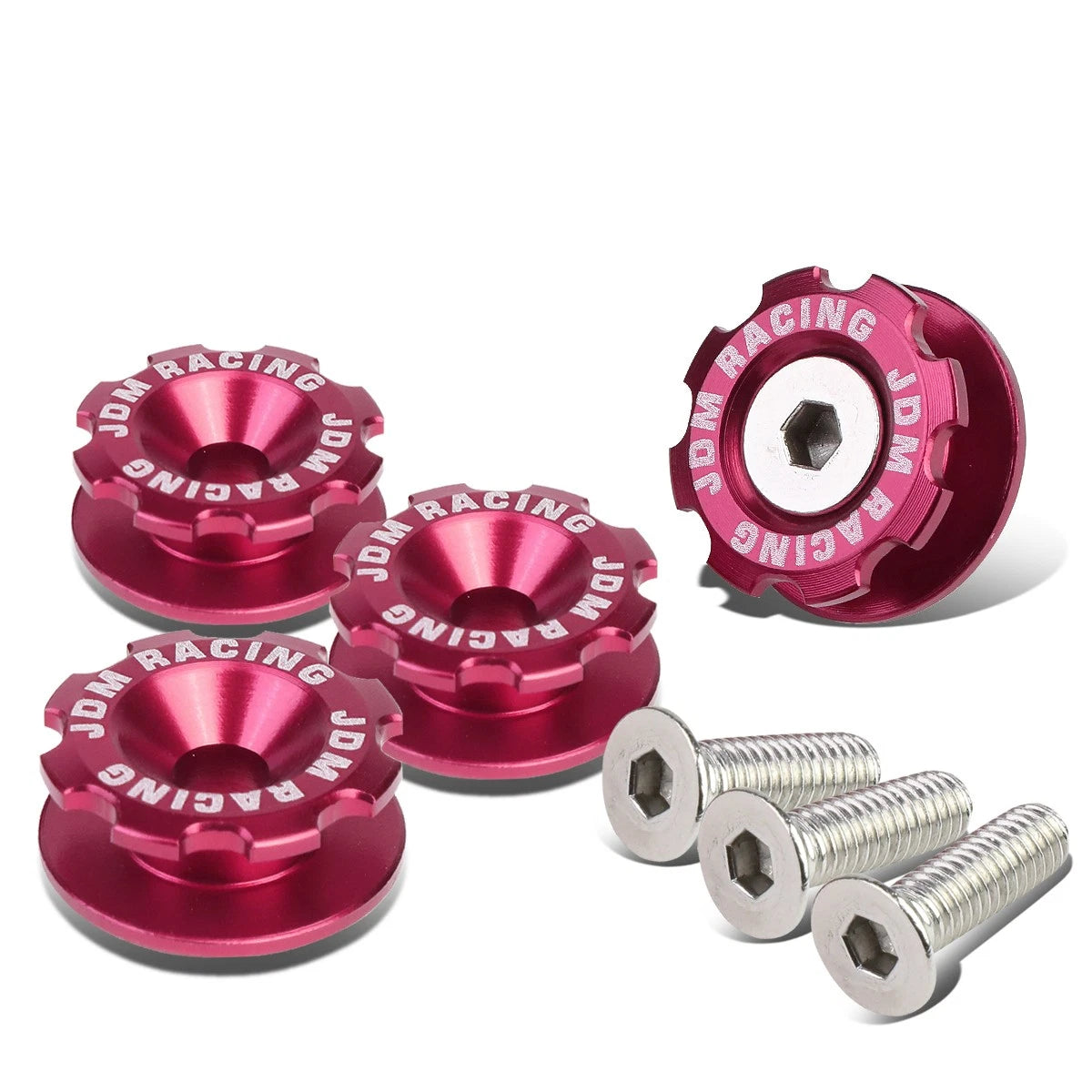 Set of 4 Aluminum Pink Bumper Quick Release Fasteners for Gear Lid