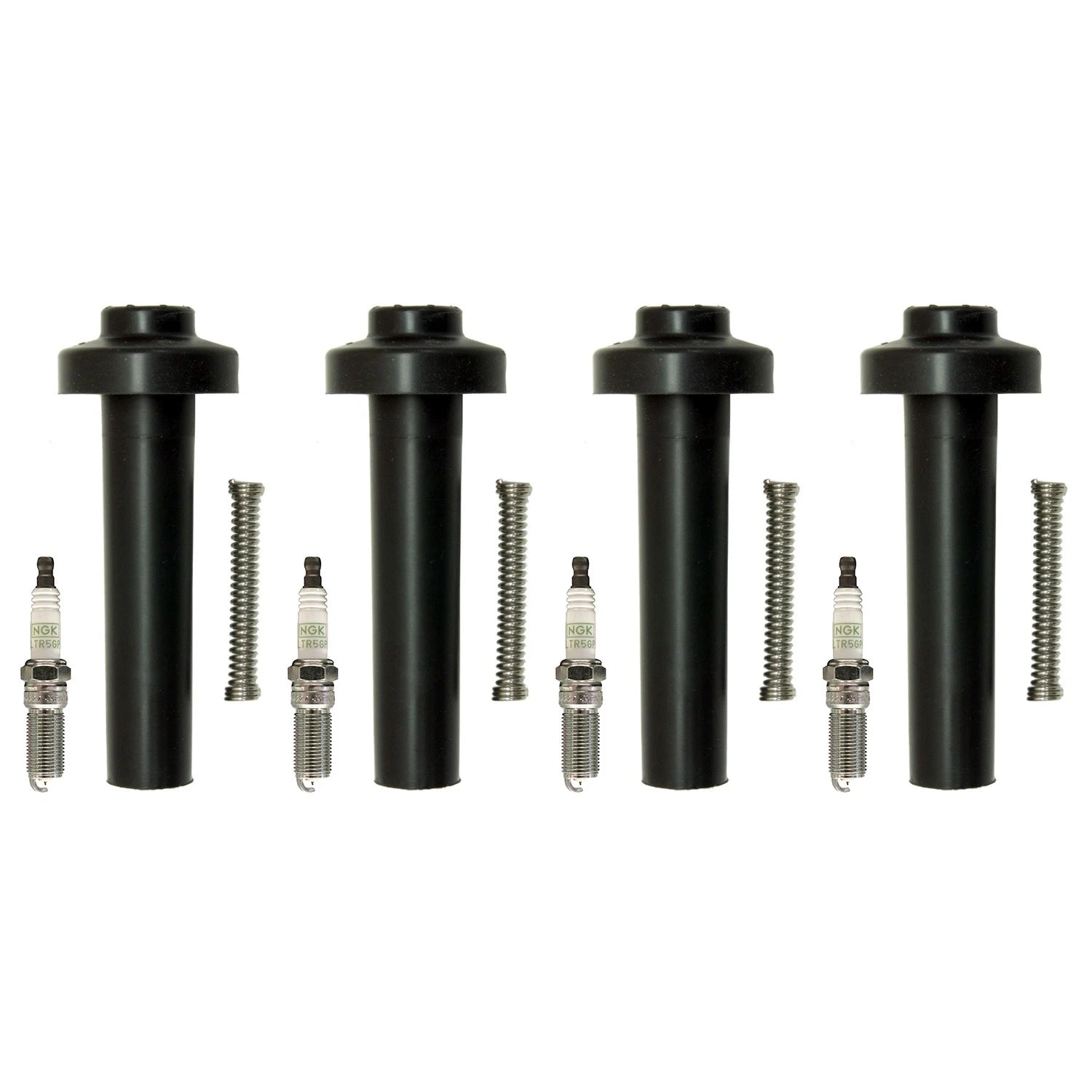 Set of 4 NGK G-Power Platinum Spark Plugs & Coil Boots for Cavalier Classic Malibu (1995–2005)