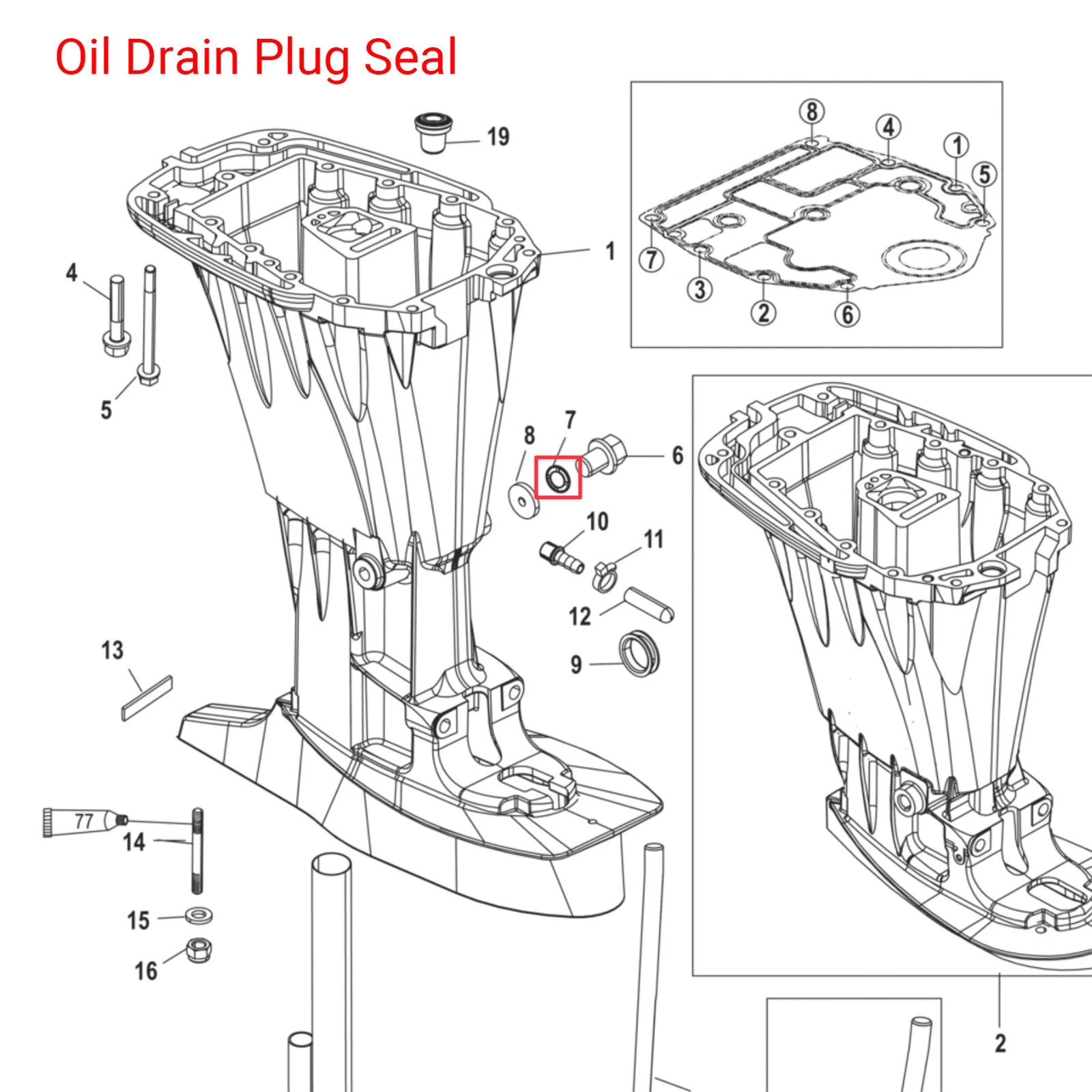 Oil Drain Plug Seal Washer Gasket for Mercury Mariner (26-8M0204693)