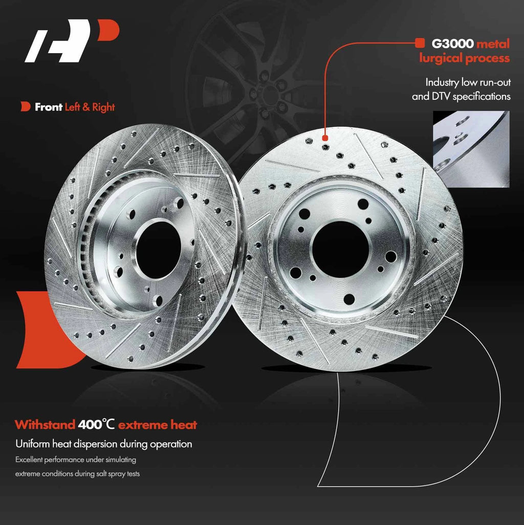 Front Drilled Brake Rotors & Ceramic Pads for Honda Civic (2012-2015)