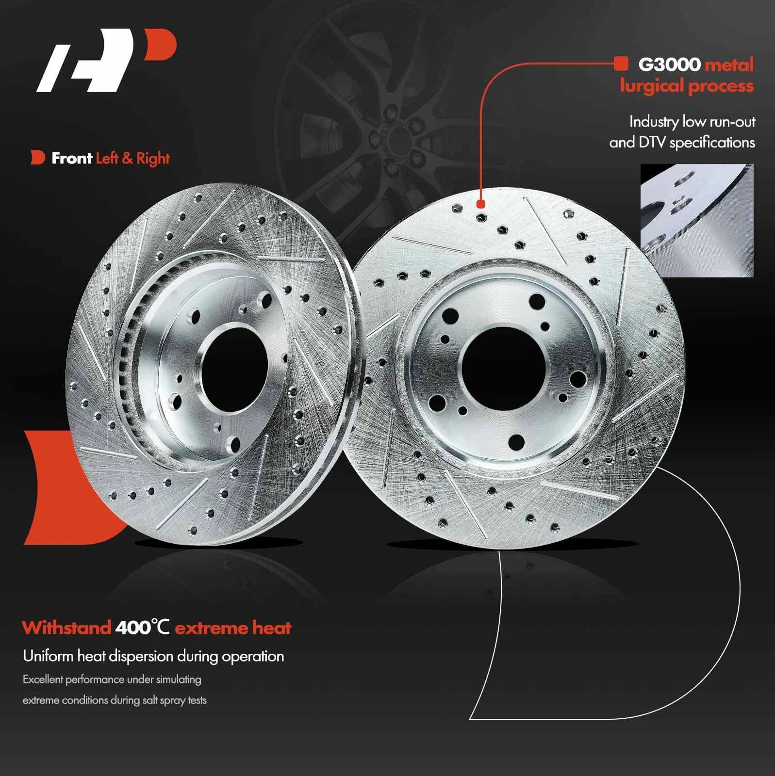 Front Drilled Brake Rotors & Ceramic Pads for Honda Civic (2012-2015)