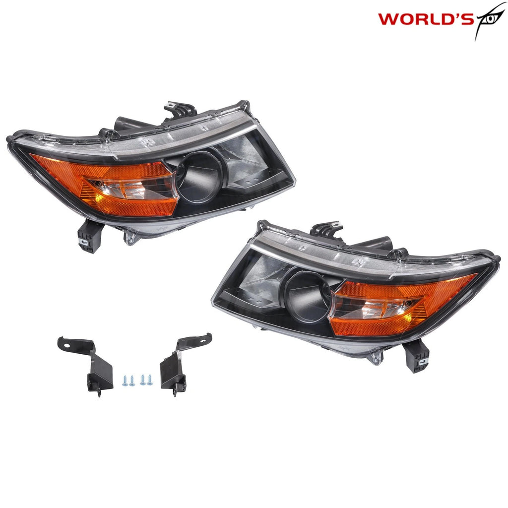 Halogen Front Headlights for Honda Odyssey (2011–2017) Black Amber Pair