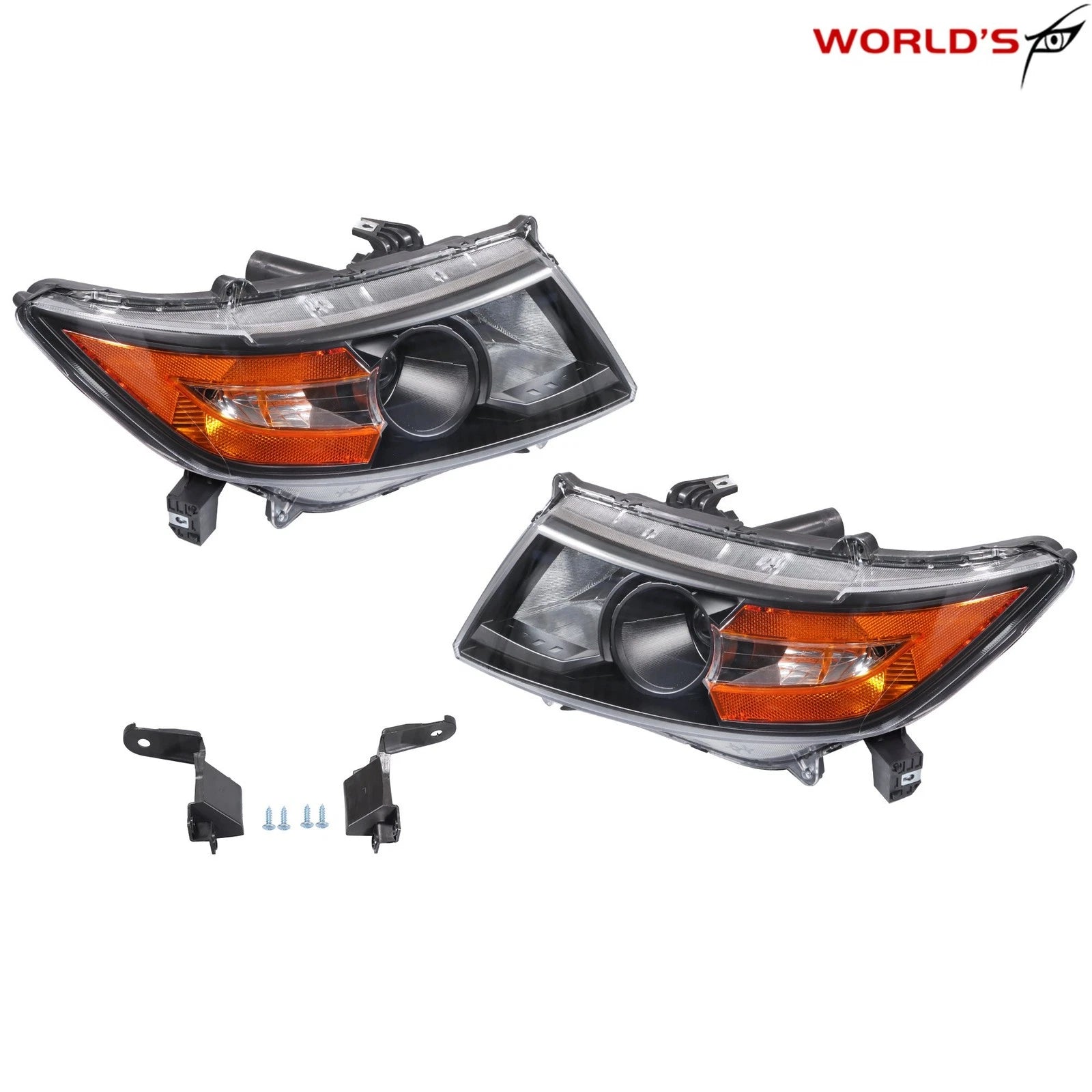 Halogen Front Headlights for Honda Odyssey (2011–2017) Black Amber Pair