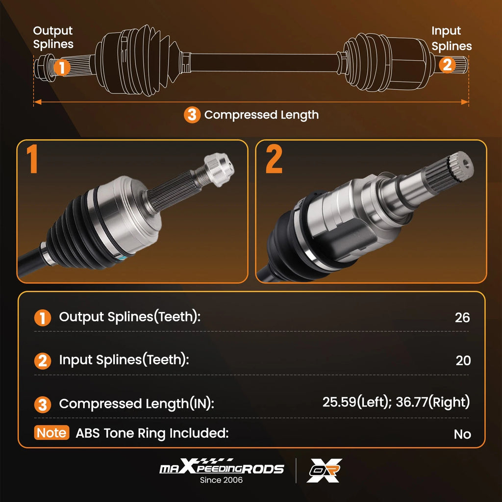 2X CV Axle Assembly for Toyota Corolla L4 1.8L (2020–2021)