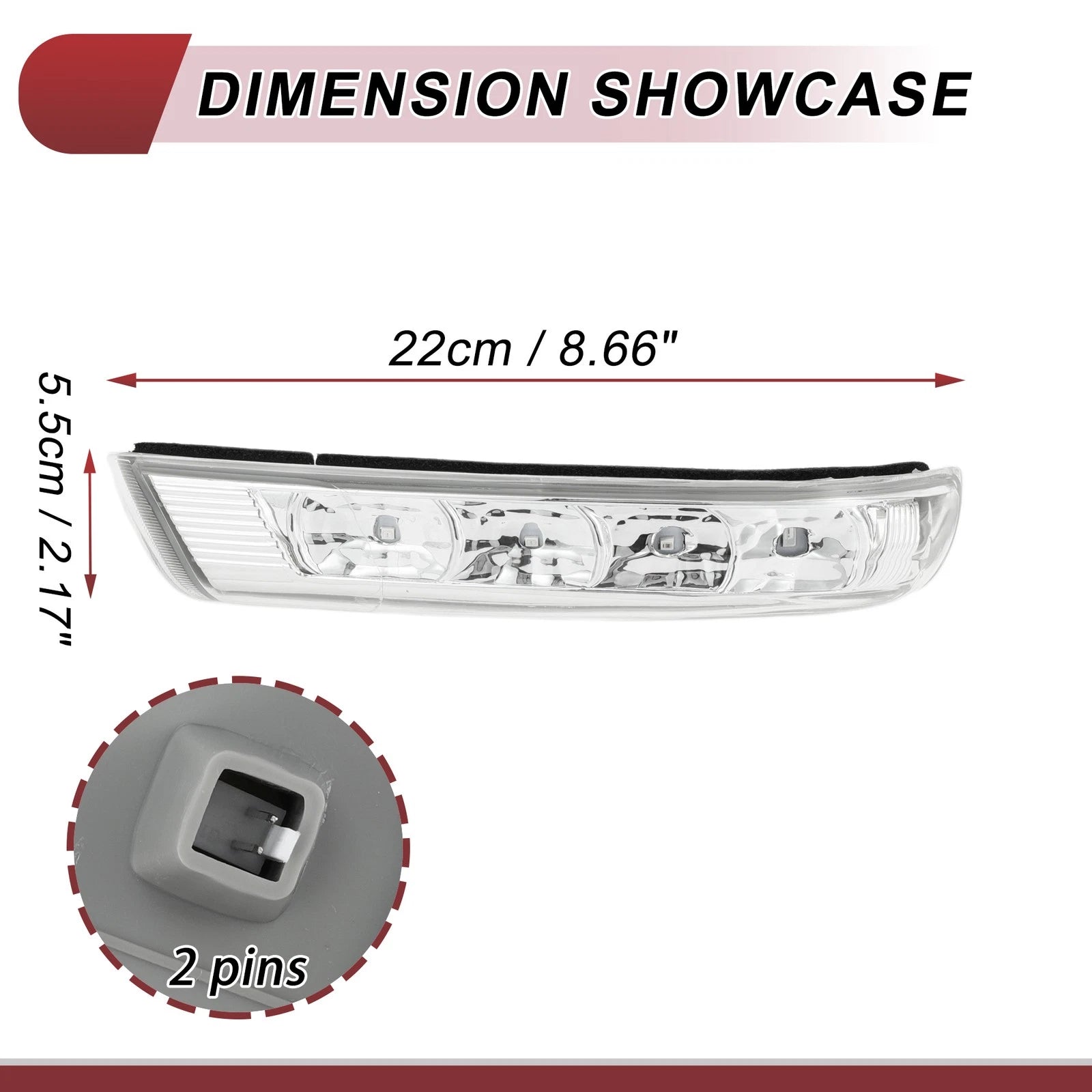 Mirror Turn Signal Light for Hyundai Santa Fe (2013–2018) No. 876133J000 Left Gray Clear