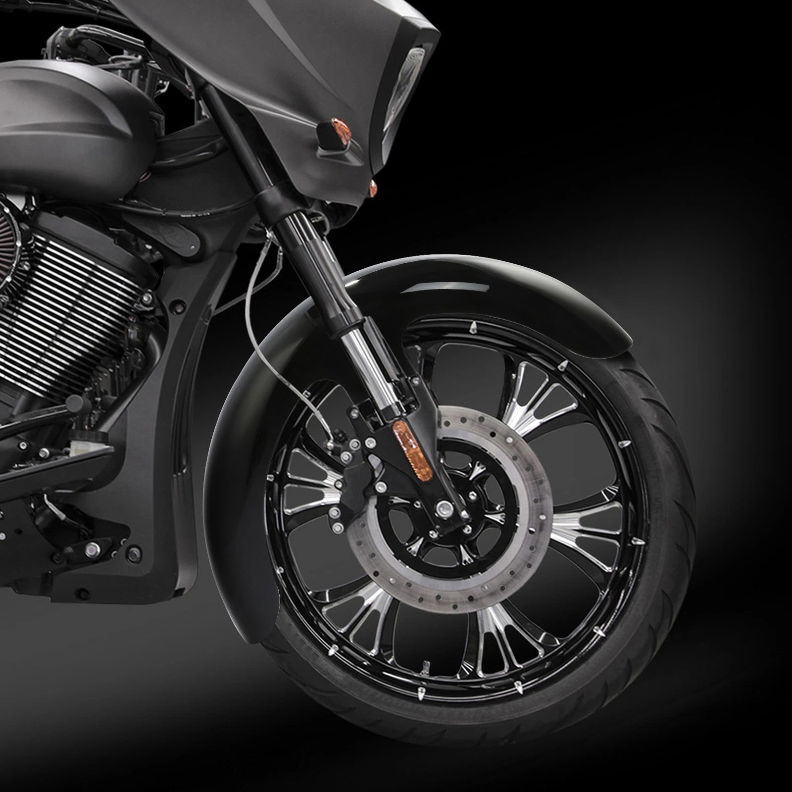 23" Vivid Black Wrap Front Fender for Harley Touring Road King Electra Glide