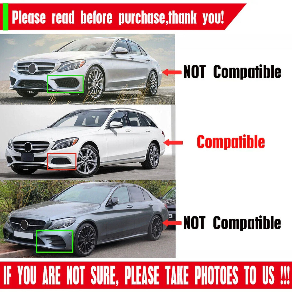 Front Fog Light Grille Bumper Cover for Mercedes C-Class W205 C300 (2015–2018)