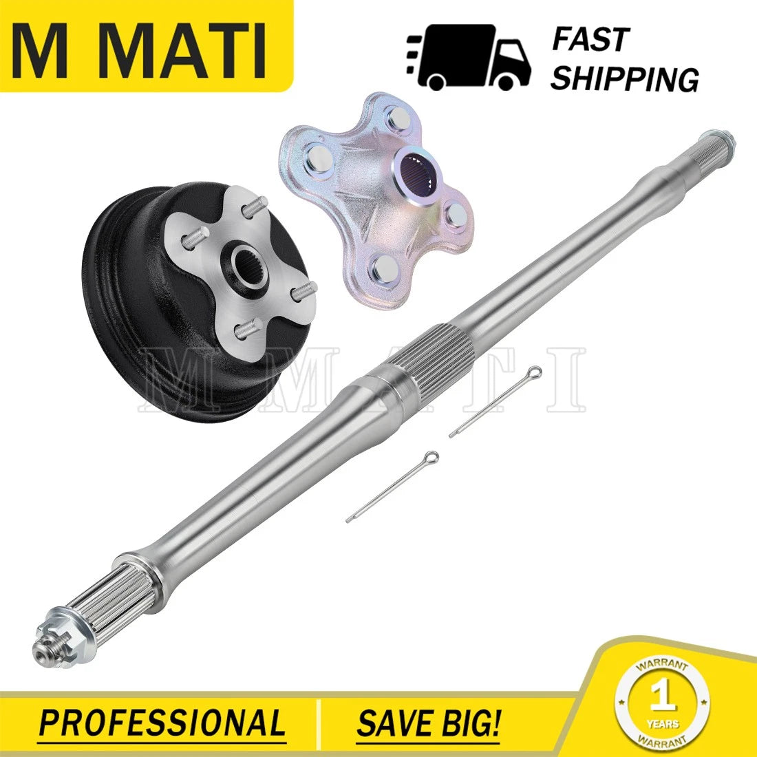 Rear Axle Shaft & Brake Drum & Wheel Hub Kit for Yamaha Big Bear 350 (1997–1999)