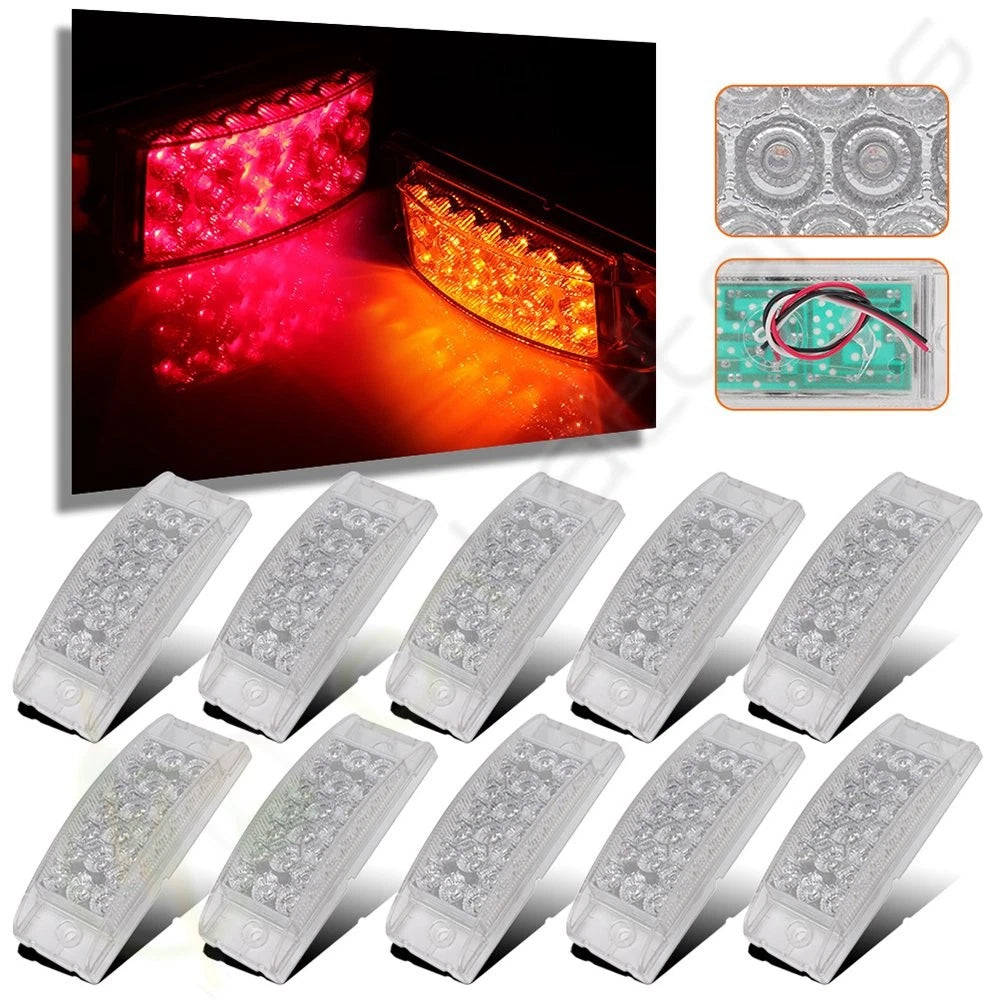 5 Pair Clear Lens Red Amber Side Marker Turn Signal for Truck Trailer