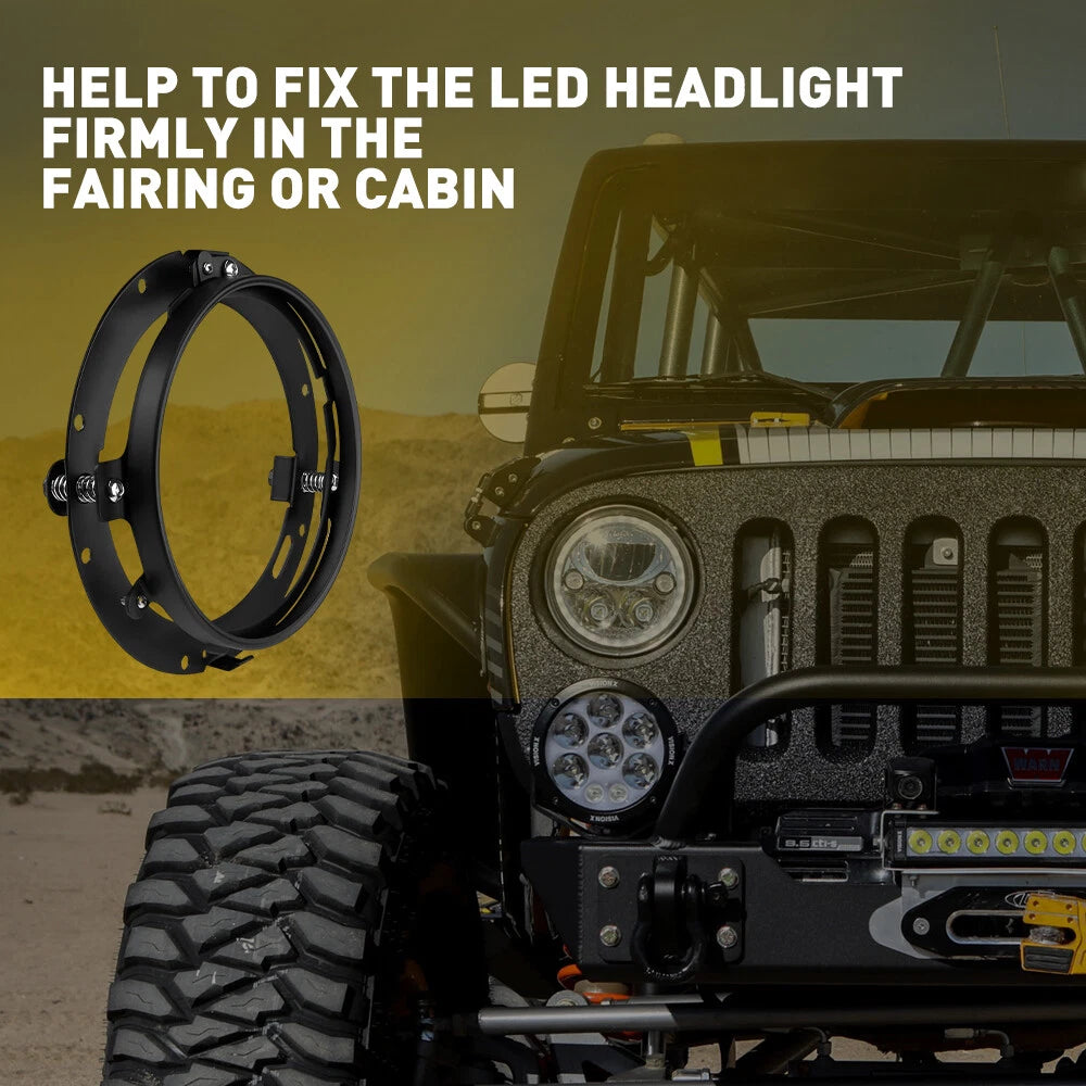 2X 7" Round LED Headlight Mounting Bracket Rings for Jeep Wrangler (2007-2018)