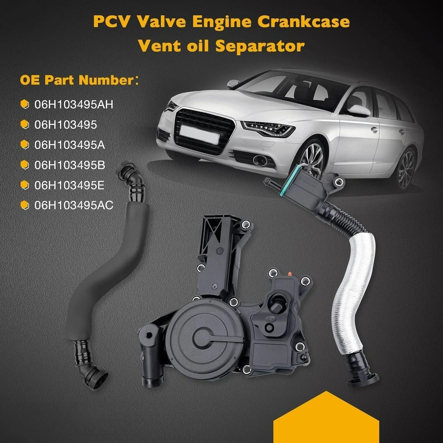 3-Piece PCV Valve Crankcase Vent Oil Separator Hose for Audi VW (2006–2015)