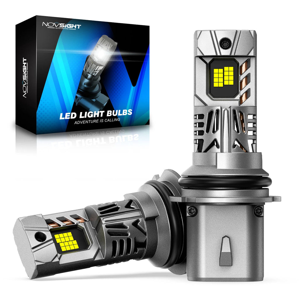 2X 9007 LED Headlight Bulbs for NOVSIGHT (30000LM, 6500K White)