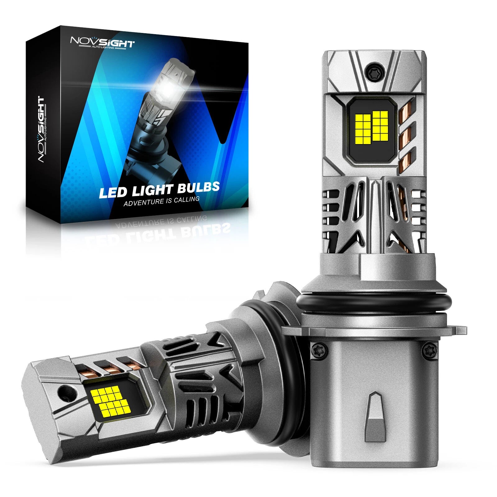 2X 9007 LED Headlight Bulbs for NOVSIGHT (30000LM, 6500K White)