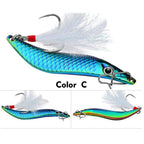 S Shape Spoon Lure for Bass Pike (5cm, Zinc Alloy, Feathered Treble Hook)