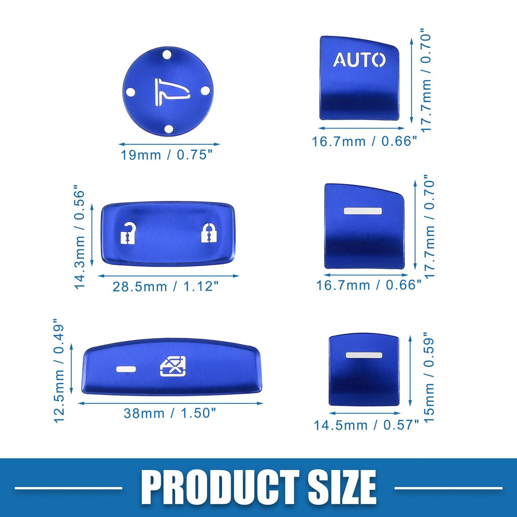 10pcs Window Switch Button Cover for Honda Accord (2018–2022) Blue