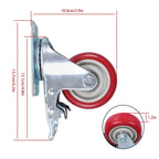 Set of 4 Heavy Duty 3" Swivel Caster Wheels with Brakes