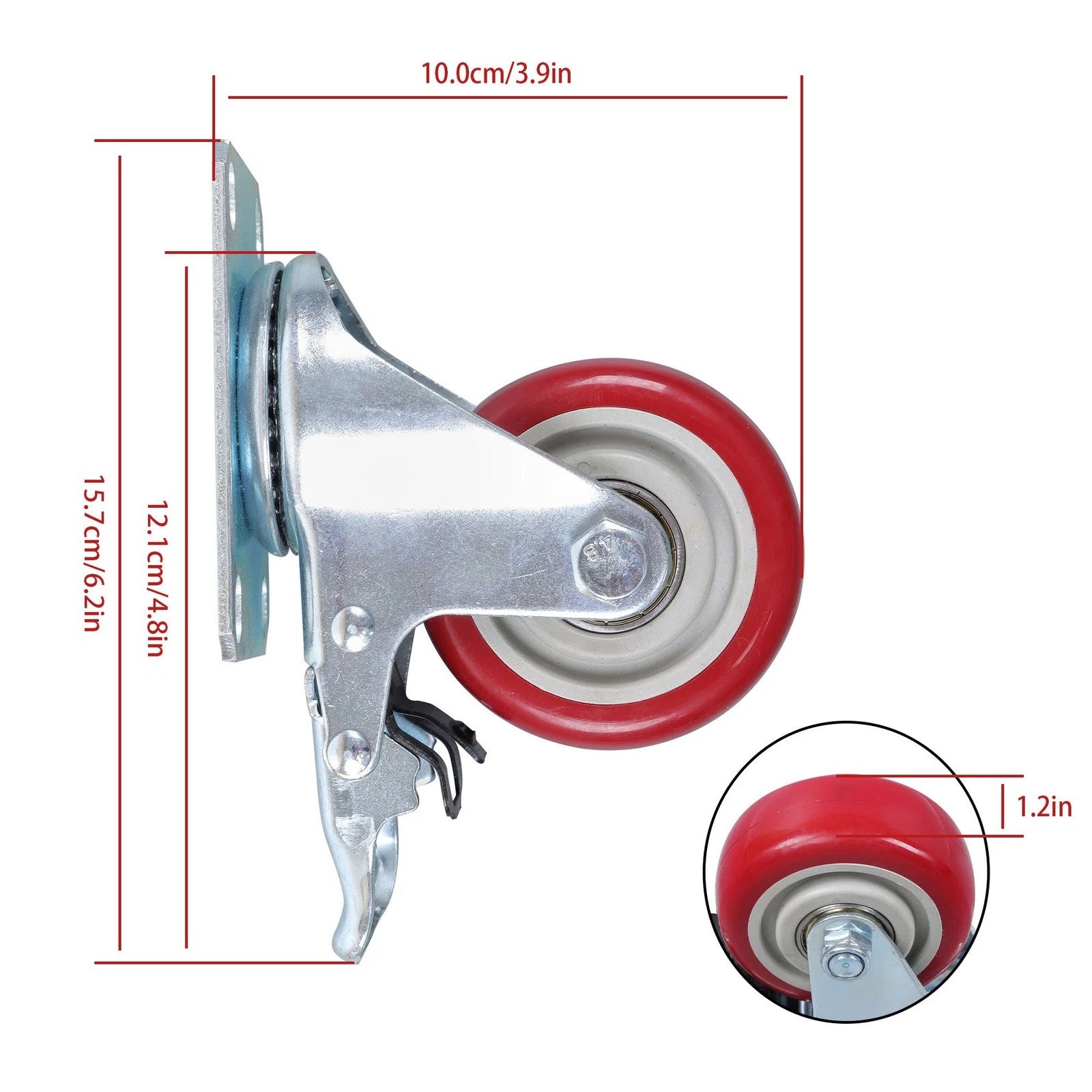 Set of 4 Heavy Duty 3" Swivel Caster Wheels with Brakes