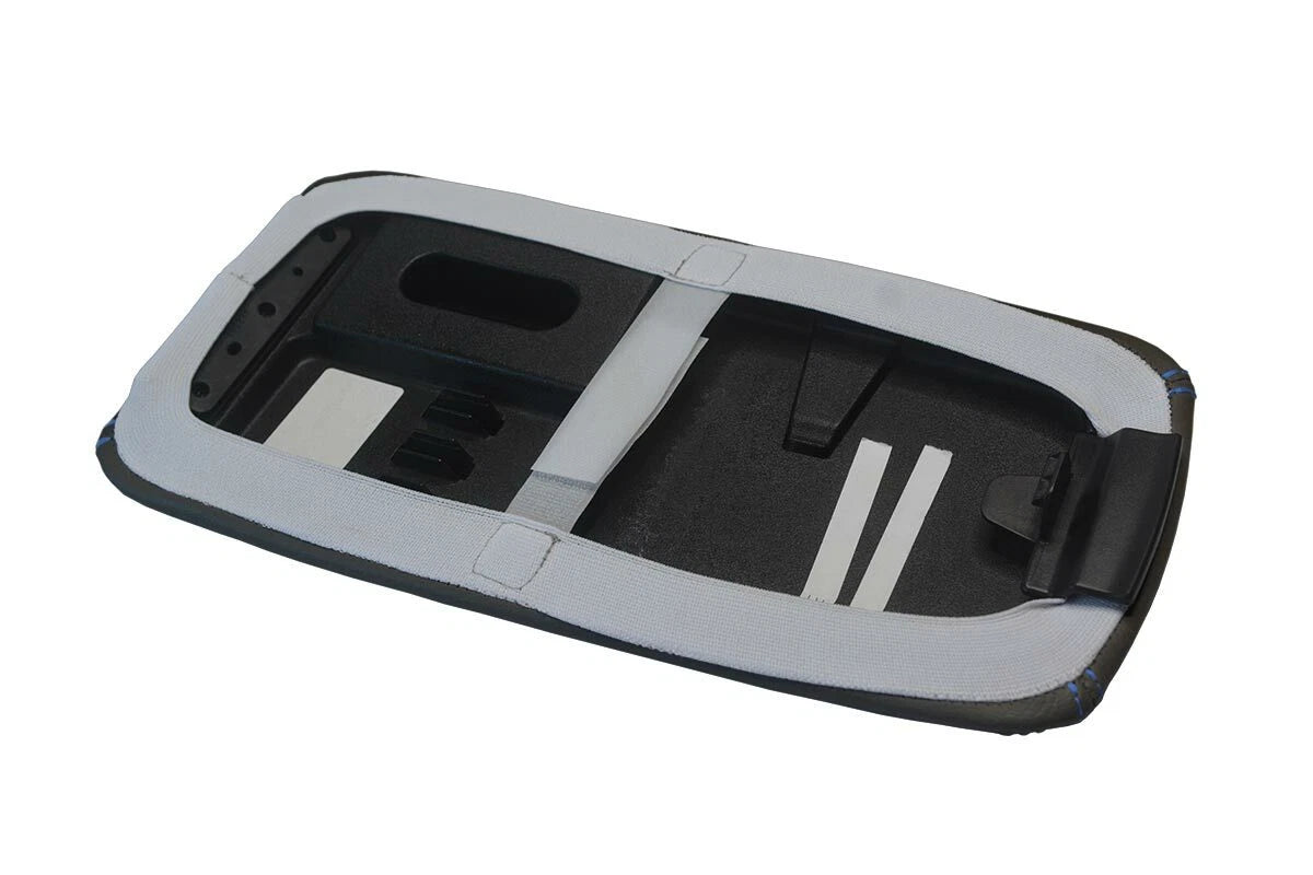 Leather Console Lid Pull Over Cover for Chevrolet Equinox (2005–2009) Blue Stitch