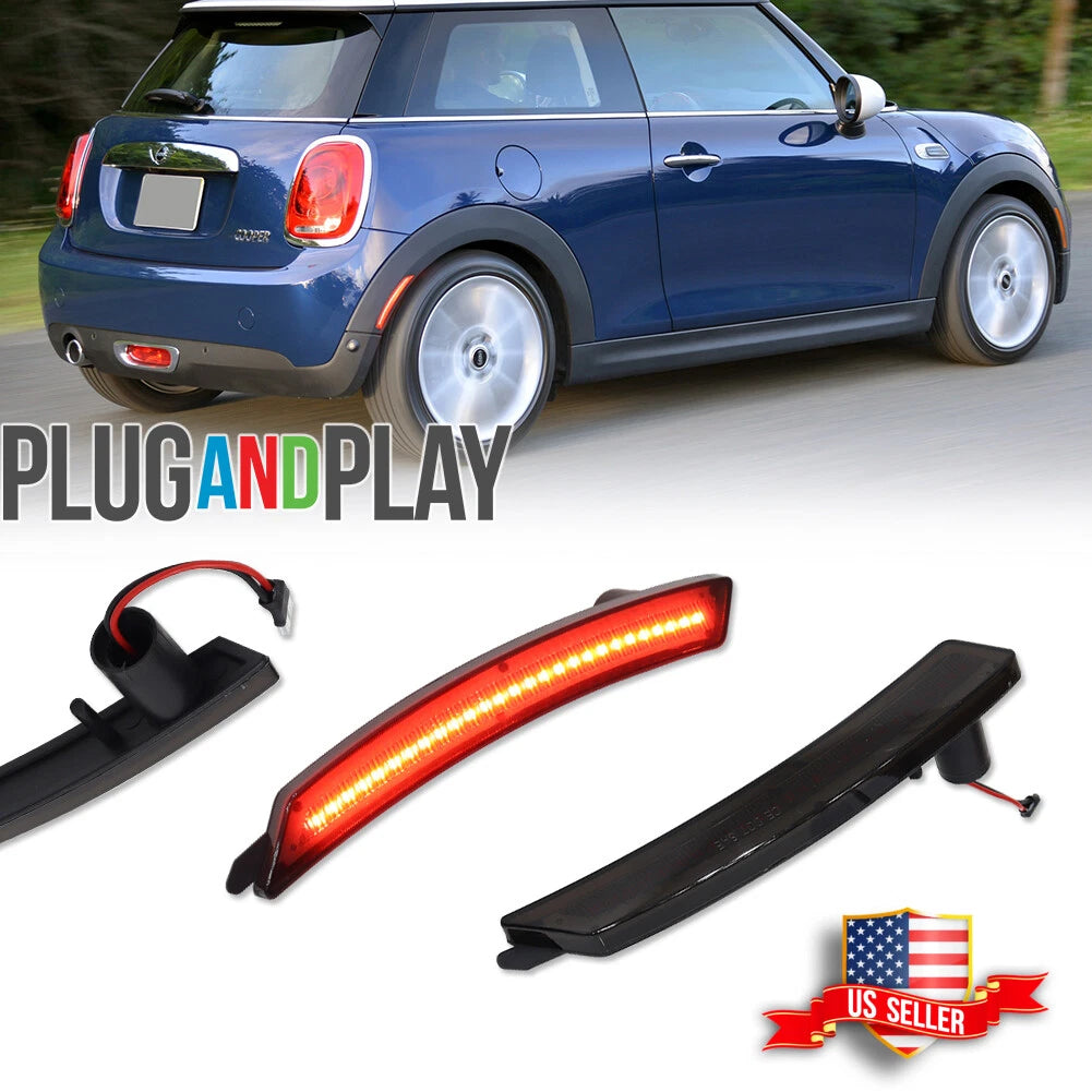 2X Smoked Rear Red LED Turn Signal Side Marker Lights for Mini Cooper (2007–2016)