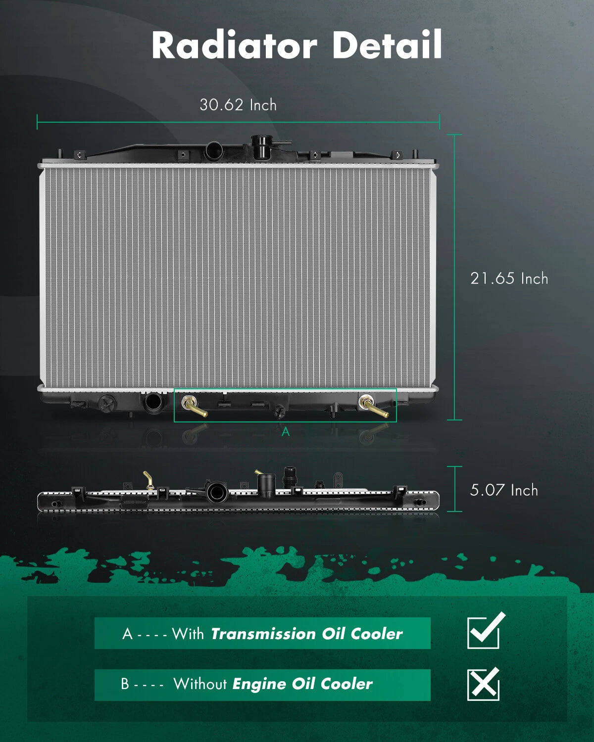 Aluminum Core Radiator for Acura TSX (2004–2005, 2007–2008) 2680