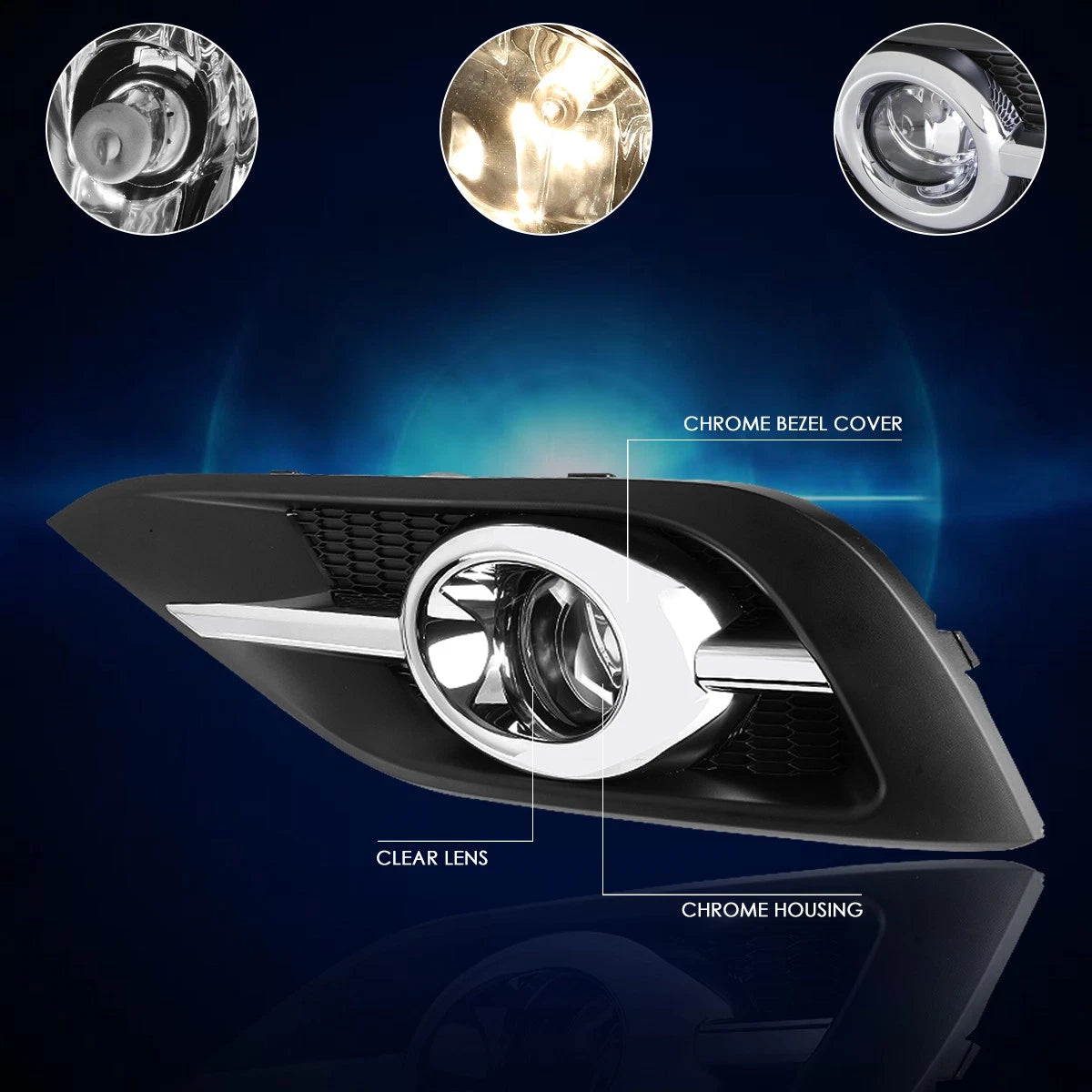 Clear Lens Fog Lights with Bezel and Switch for Honda CR-V (2012–2014)