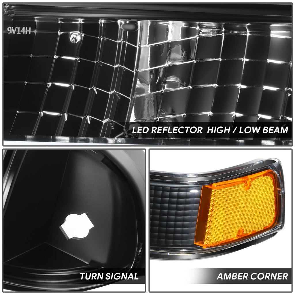 U-Shape LED DRL Switchback Headlights for Chevy Blazer/S10 (1998–2004)