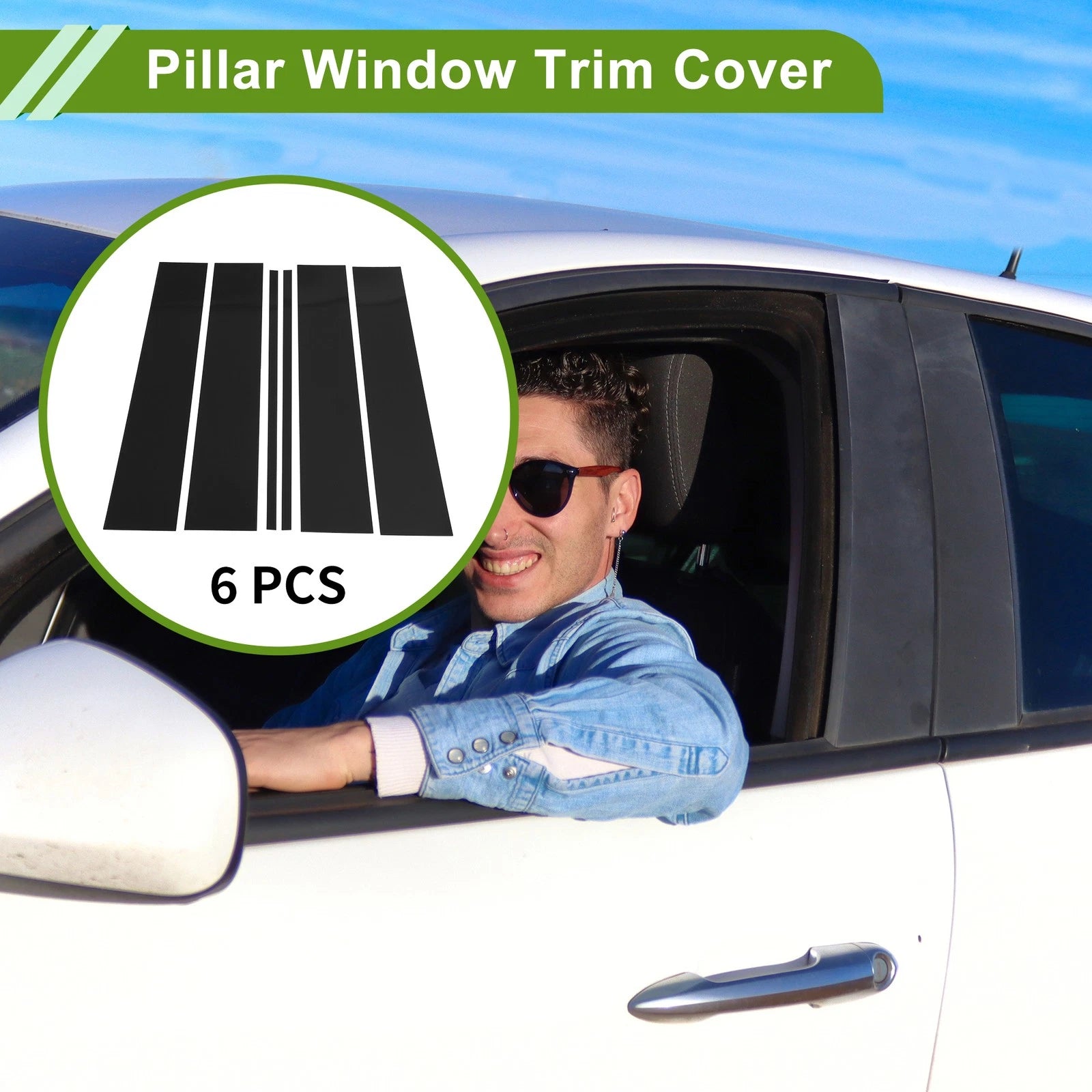 6 Pcs Pillar Window Trim for Chevy Suburban (2015–2020) Black
