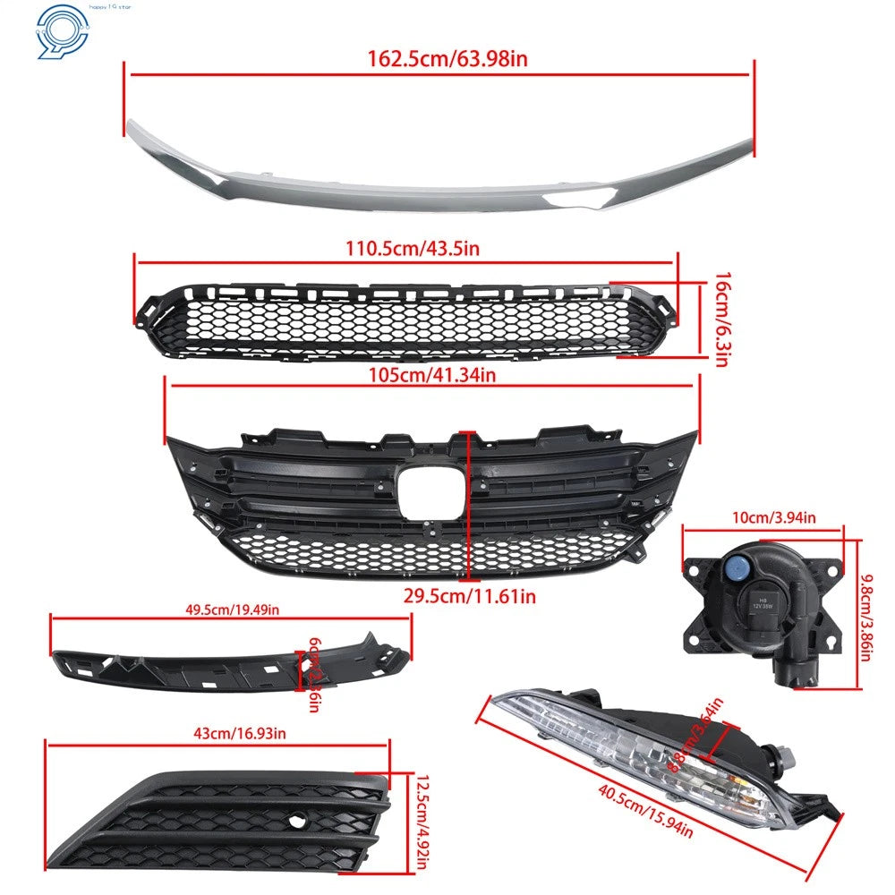 Front Grille with Turning Signal & Fog Lights for Honda Pilot (2016-2018)