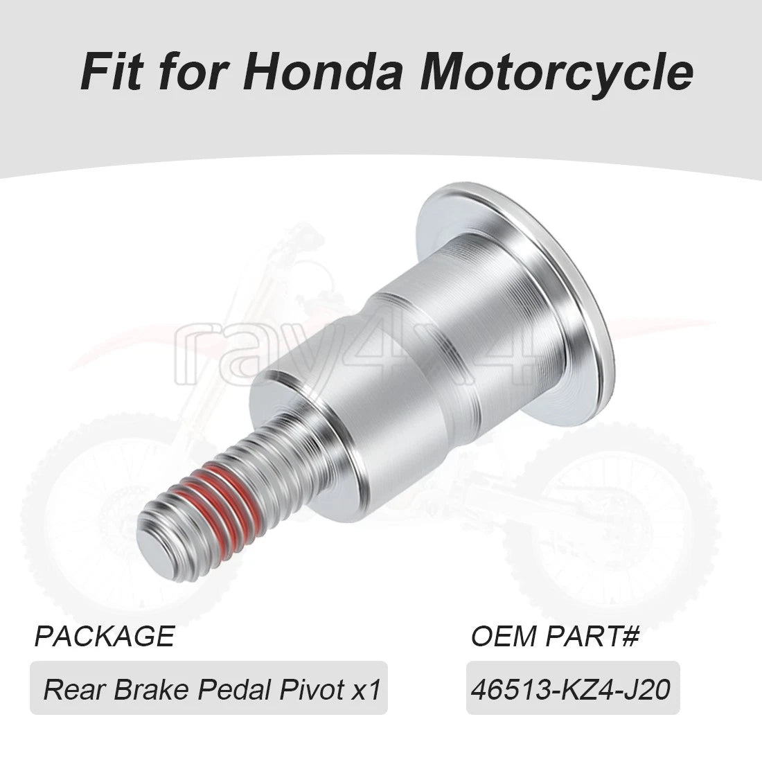 Rear Brake Pedal Bolt Shaft for Honda CR125R CR250R CRF450R (1990–2023) 46513-KZ4-J20