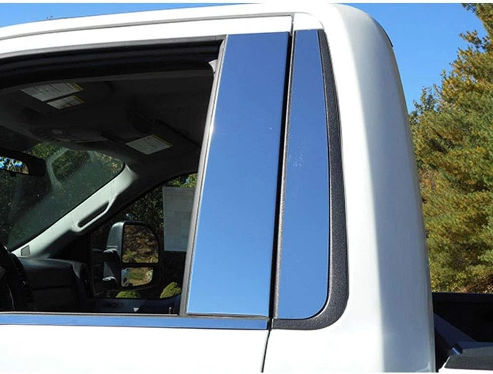 4pc Luxury FX Stainless Pillar Post Trim for 2017-2022 Ford F-250 SD 2dr Reg Cab