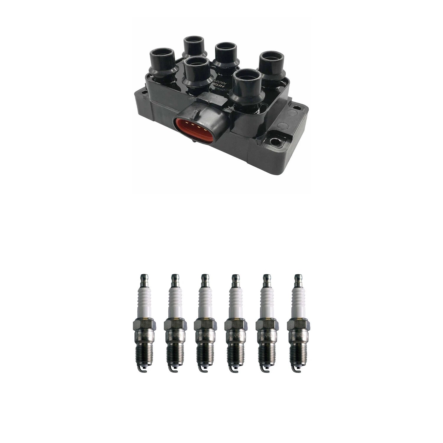 Set of 6 Hitachi Ignition Coils & Denso Spark Plugs for Aerostar Ranger (1990–1997)