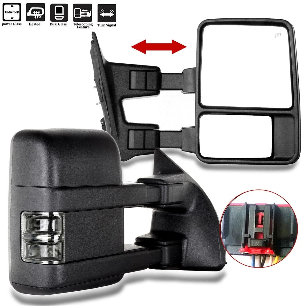 Power Heated Smoke Signal Tow Mirrors for Ford F250-F550 Super Duty (2008–2016)
