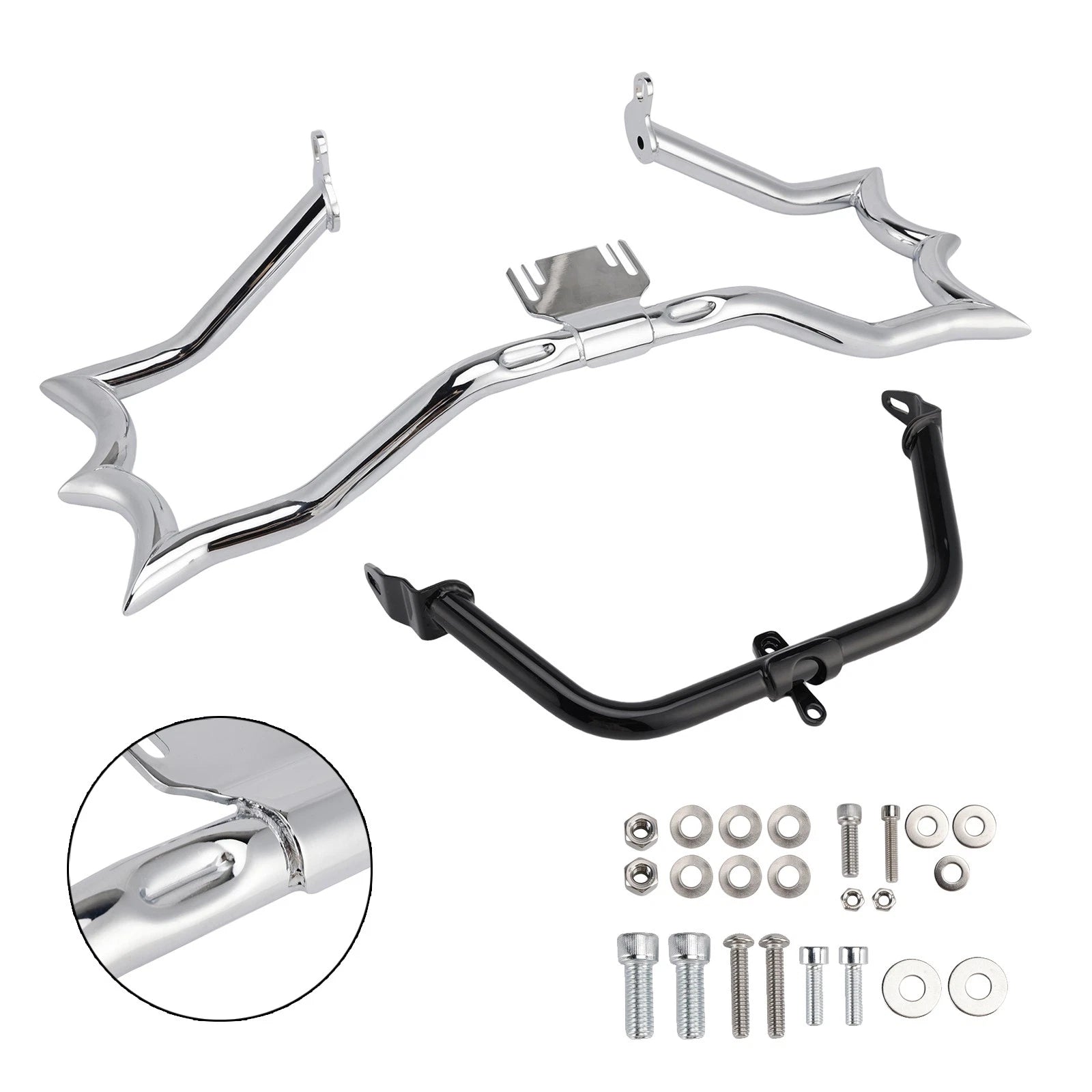 Engine Guard Crash Bar & Fairing Bracket Kit Chrome for Harley Touring Road King (2014–2023)