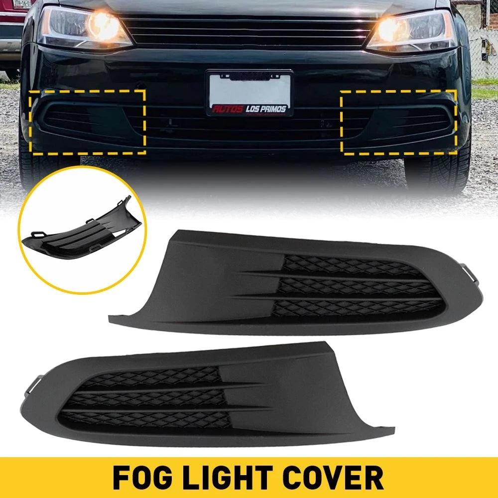Set of 2 Fog Light Lamp Hole Covers with Chrome Trim for Volkswagen Jetta (H)