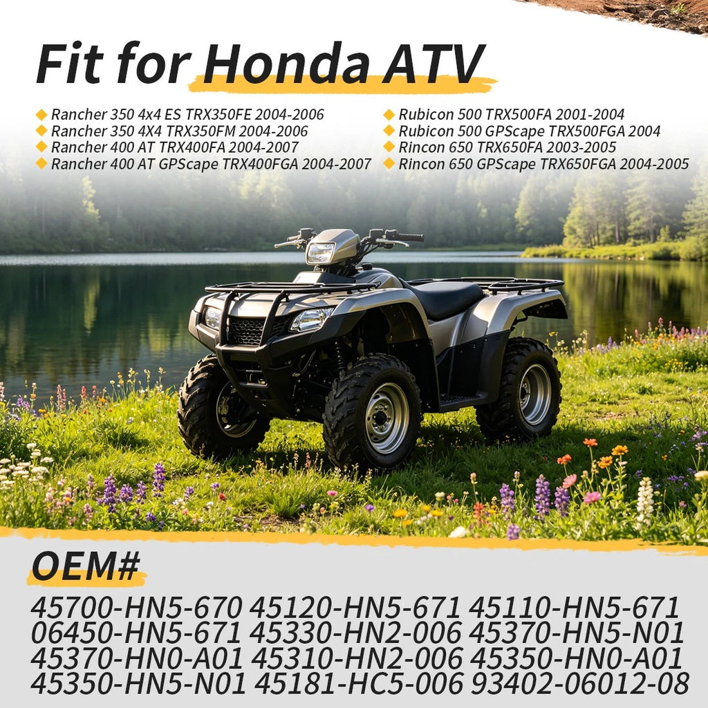 Front Brake Drum Hub Plate Shoes Kit for Honda Rancher 350 400 (2000–2006)