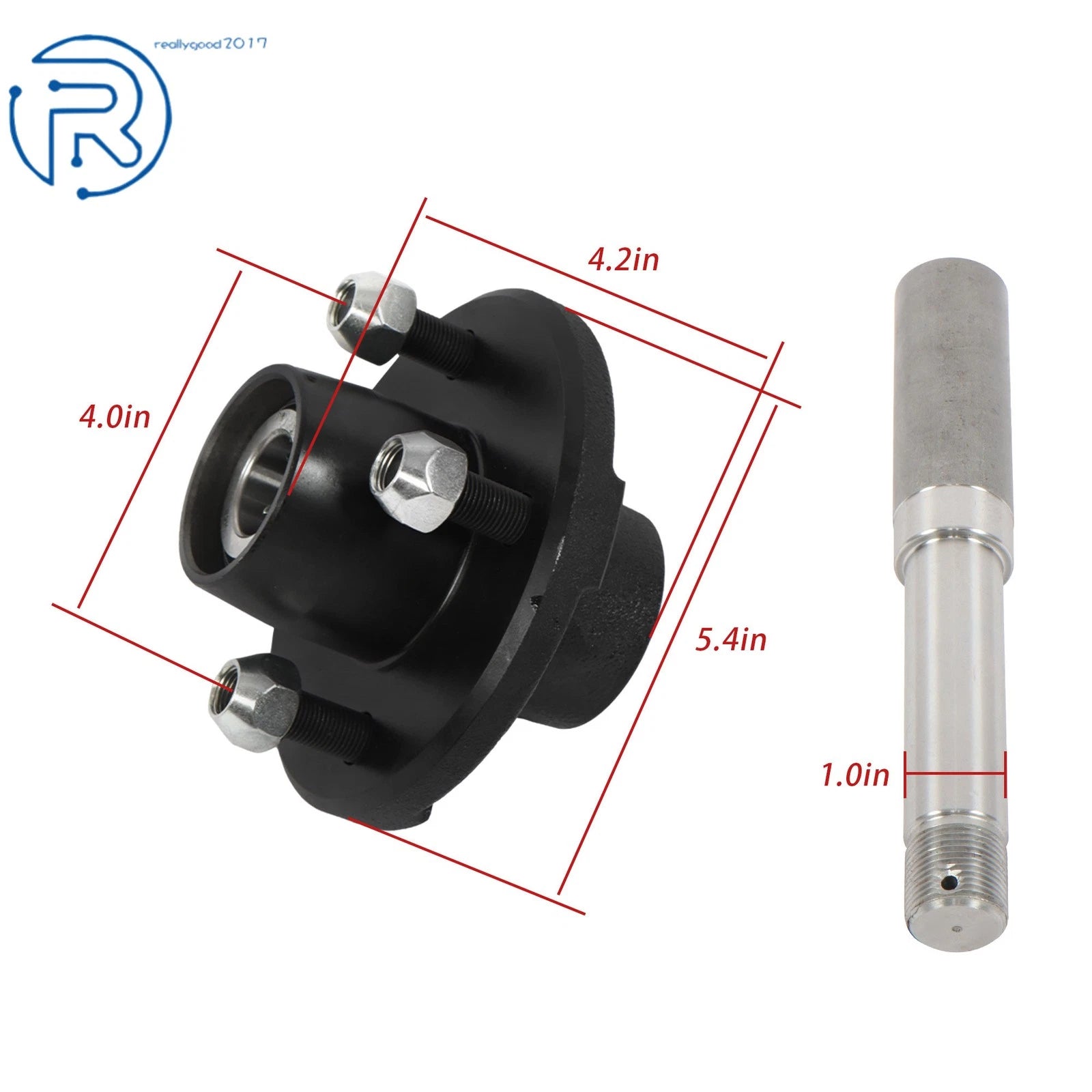 2X 4-Lug Trailer Hub Assembly for BT8 Spindle (1" Round)