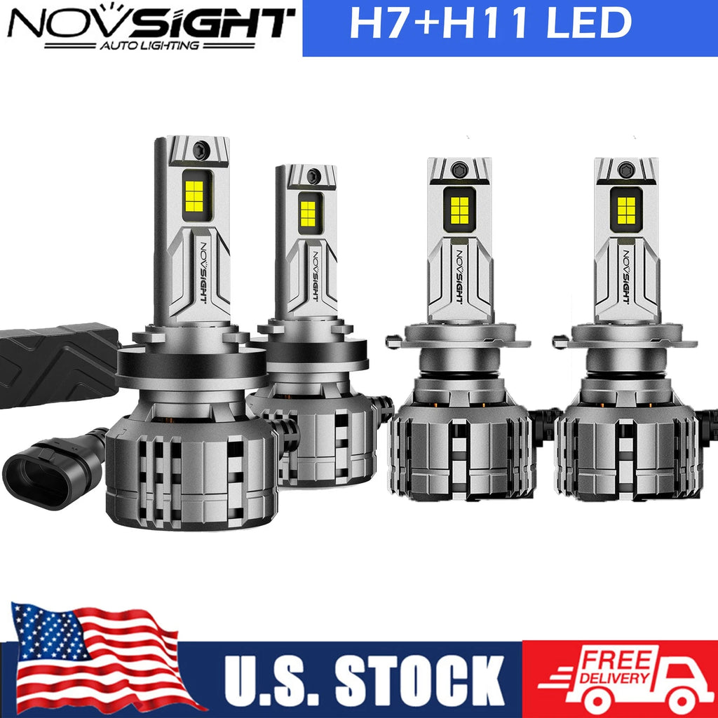 4X H11 H7 LED Headlight Bulbs for High Low Beam (200W 40000LM)