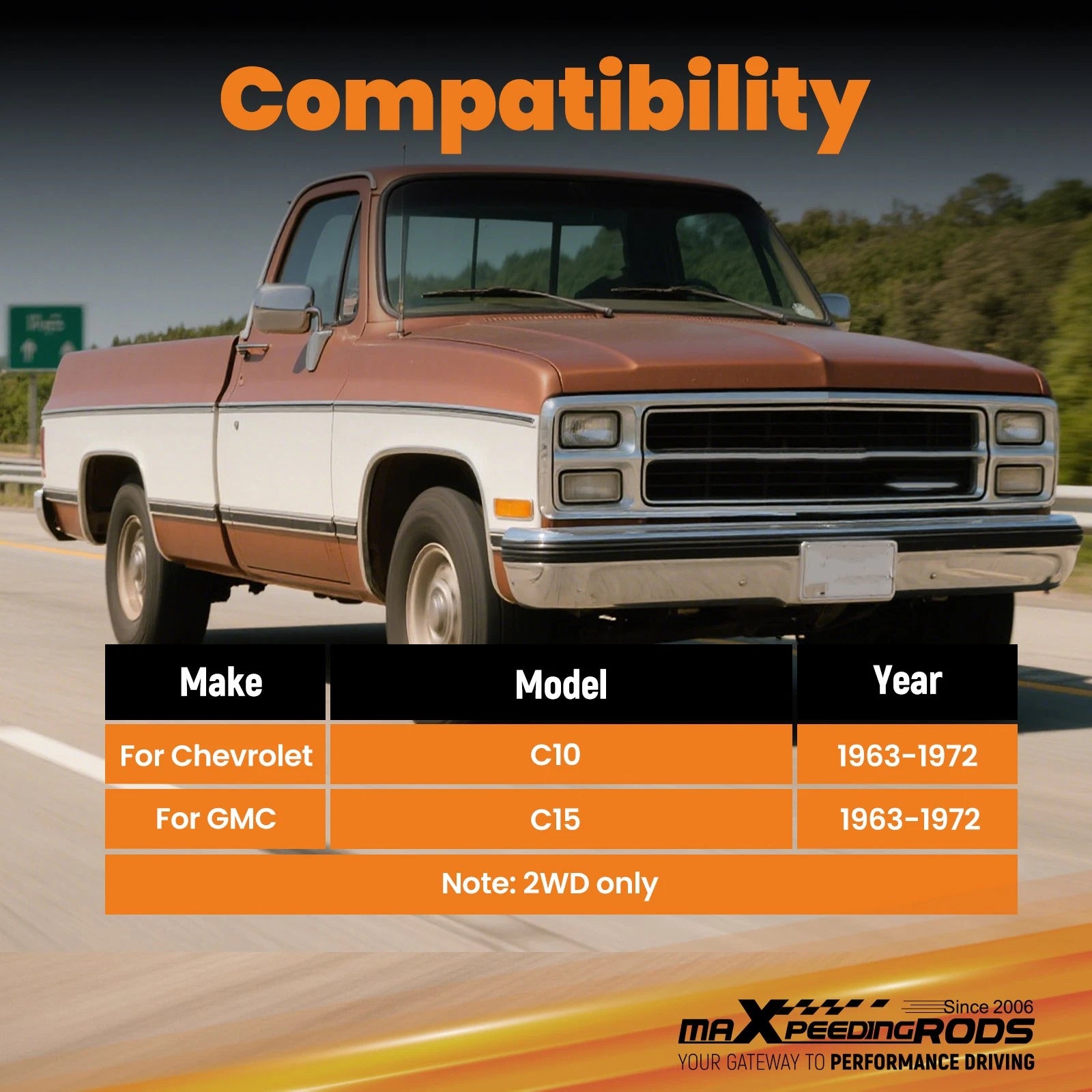 3" Front 4" Rear Drop Springs for Chevrolet C10 (1963–1972) 2WD