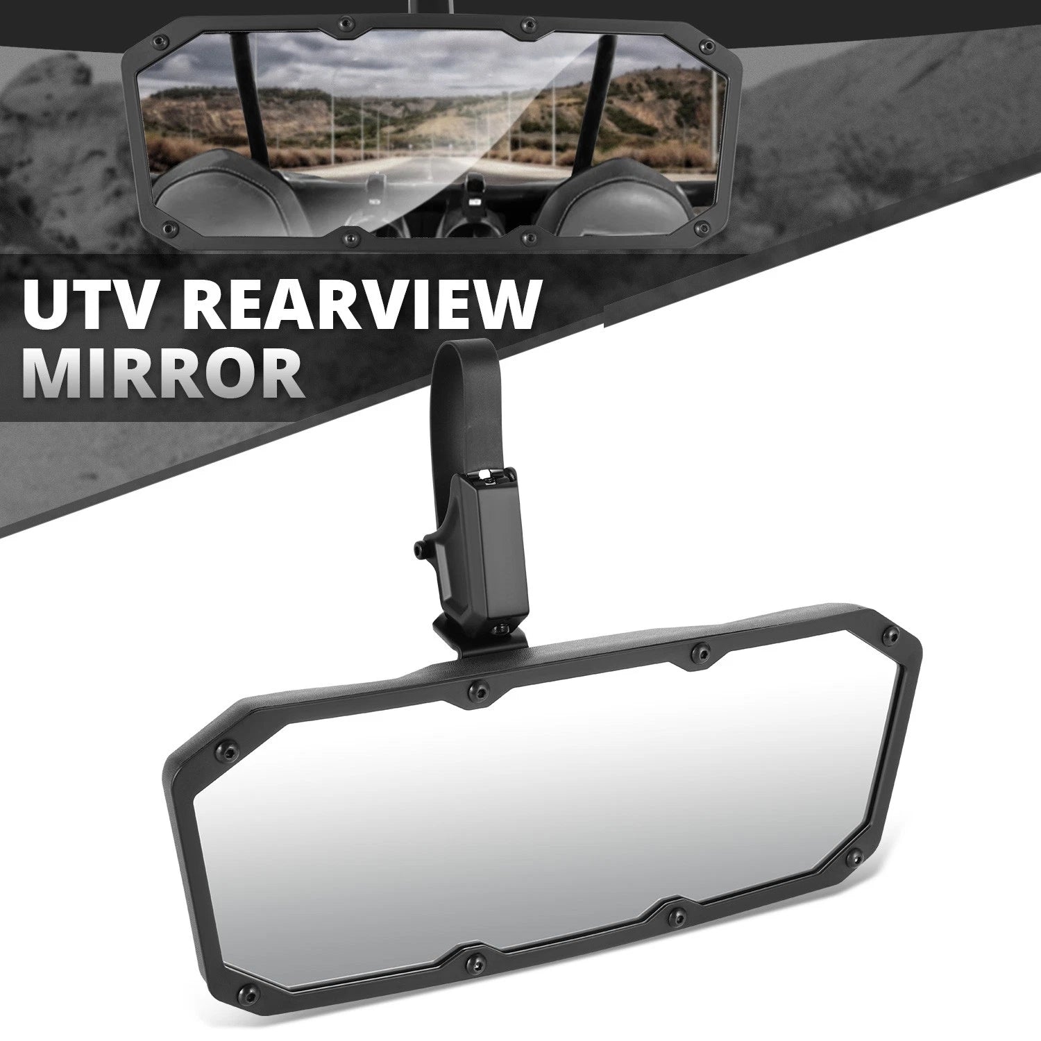 Universal UTV Rearview Mirror for Roll Cage Bar Mount (White)