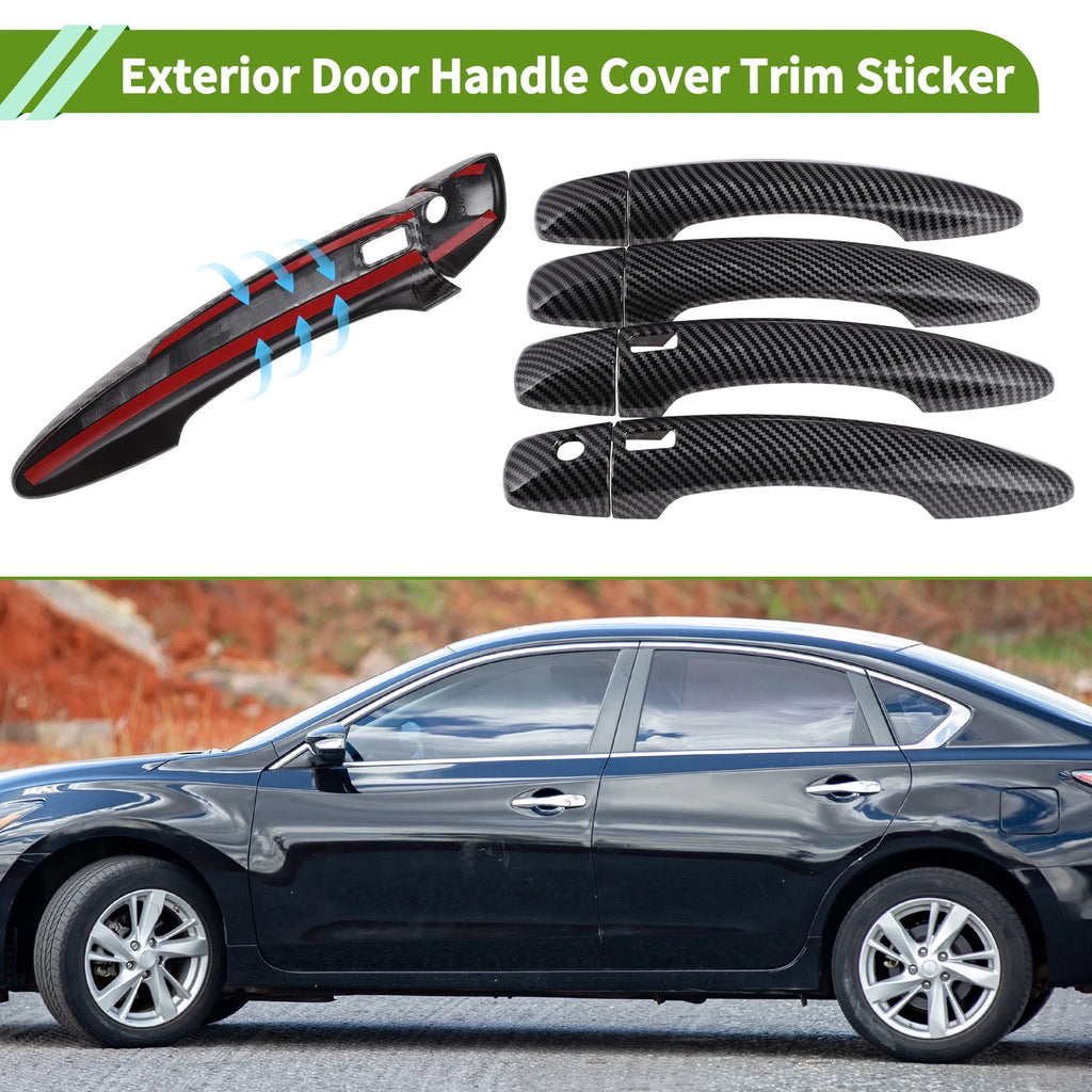 Exterior Door Handle Cover Trim for Nissan Sentra Sedan (2020–2022) Carbon Fiber Black