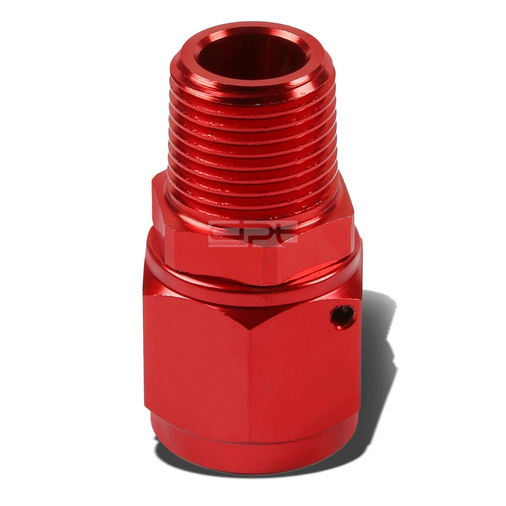 8-AN Female Flare to 3/8" NPT Male Red Aluminum B-Nut Swivel Coupler Fitting