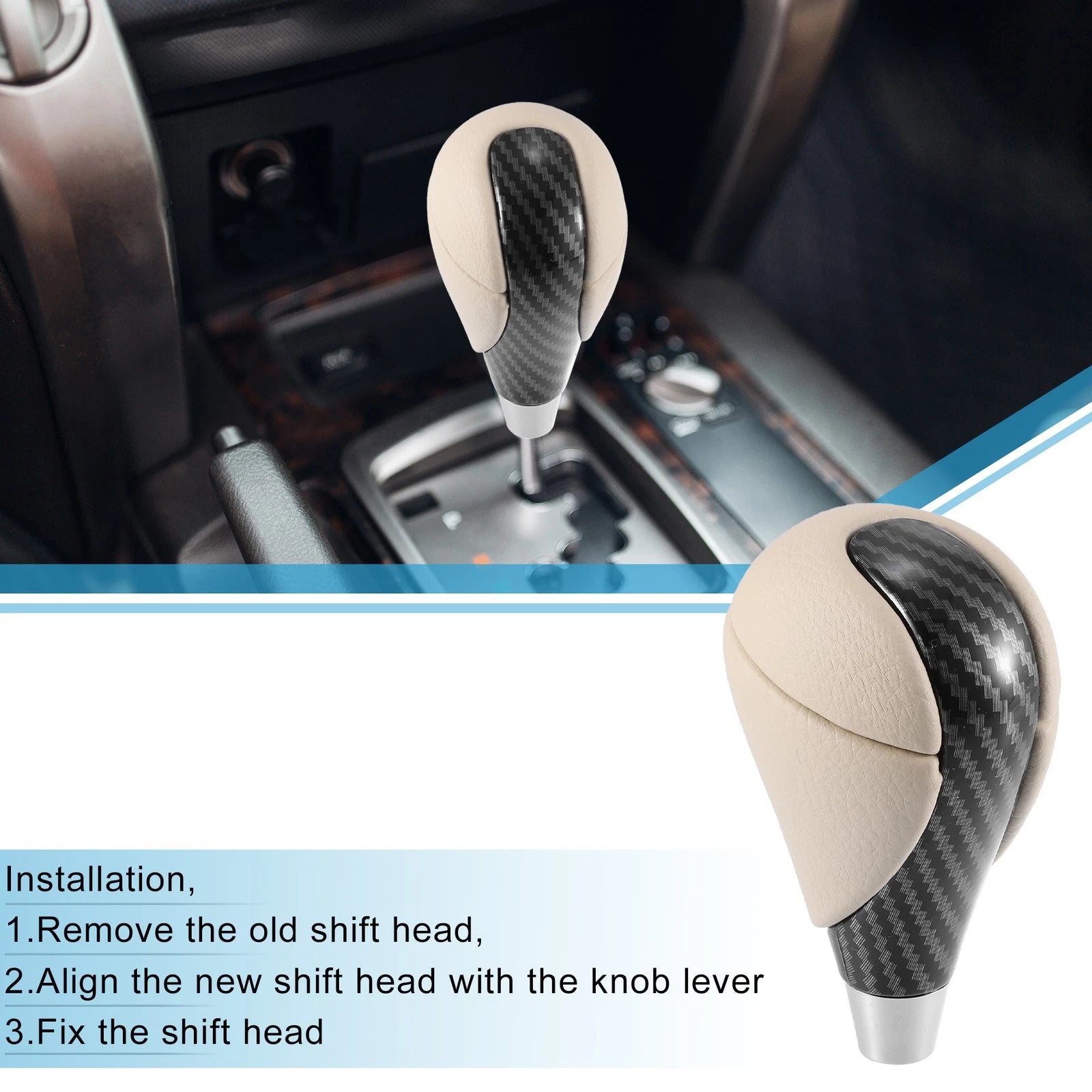 Gear Shift Knob for Lexus Toyota (Beige Black)