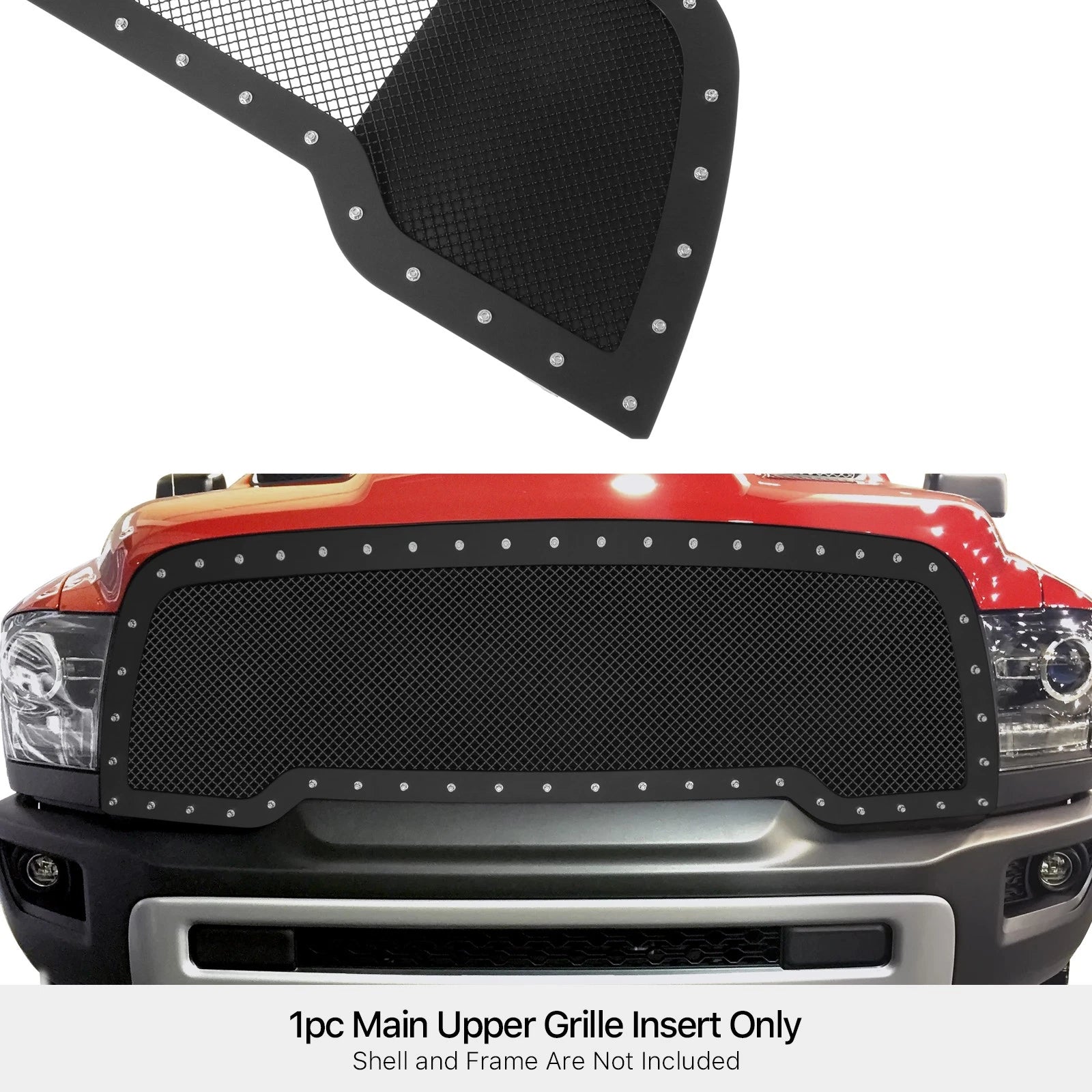 Stainless Steel Black Rivets Mesh Grille Insert for Ram Rebel 1500 (2015-2018)