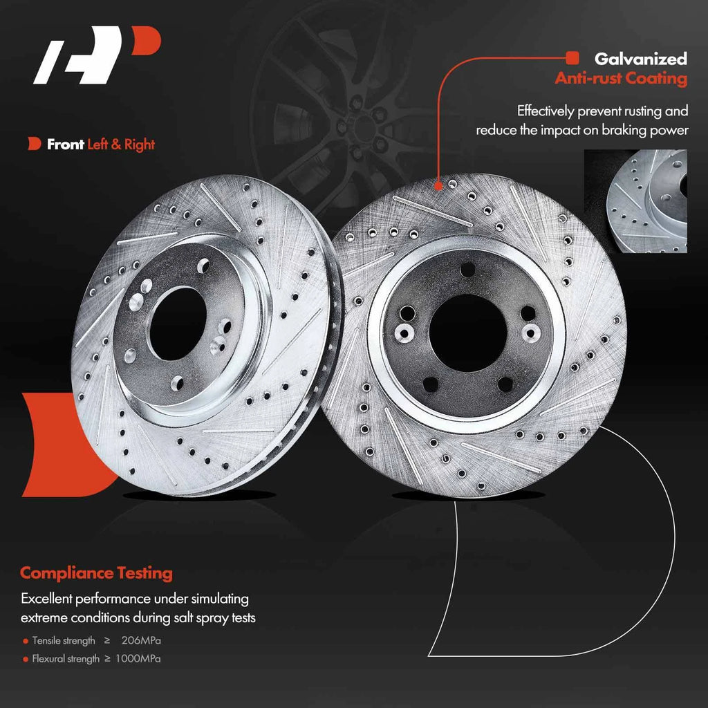 8x Front Drilled Brake Rotors & Pads for Hyundai Sonata Kia