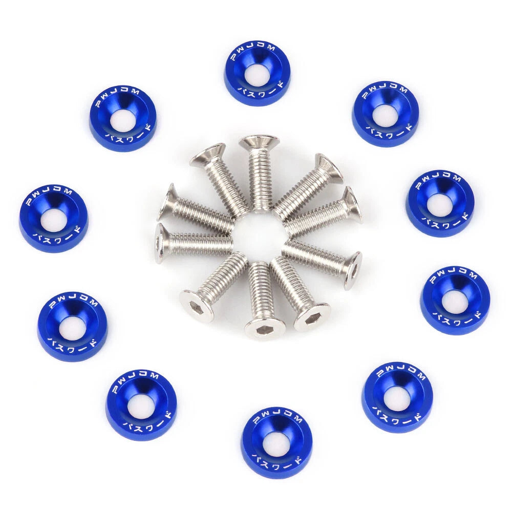 20Pcs M6 Billet Aluminum Fender Bumper Washer Bolt Trim for Universal